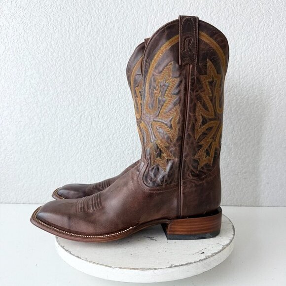 Rod Patrick Mens Cowboy Boots 12.5 A Perro Loco Brown Leather Western Square Toe - Picture 5 of 15